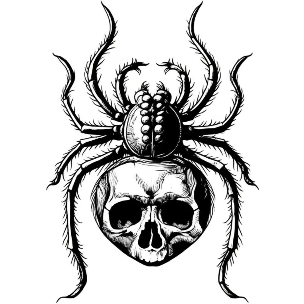 Illustrative Spider with Skull Tattoo Design Illustrative Spider with Skull Tattoo Design