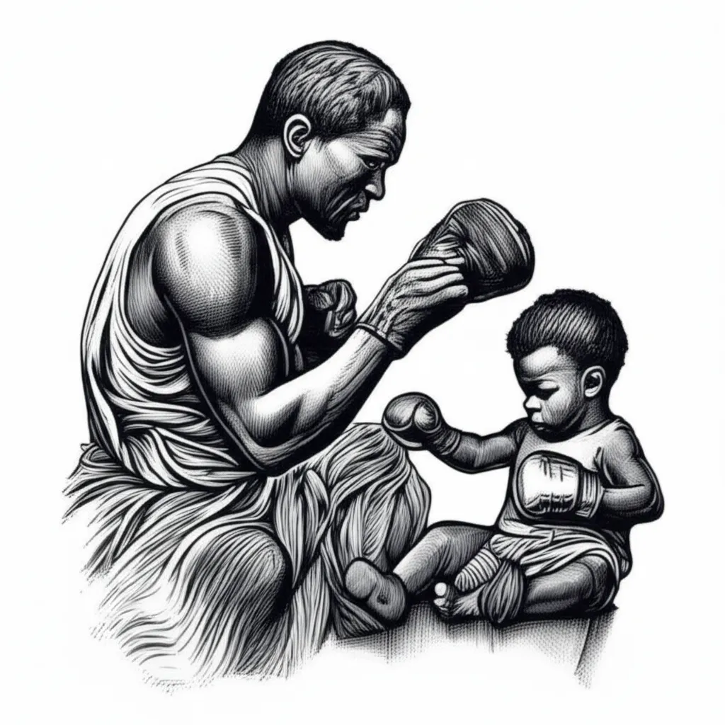 Rest In Peace Aleeisha Baby Bennett Tattoo - Mom and Son Boxing Illustration