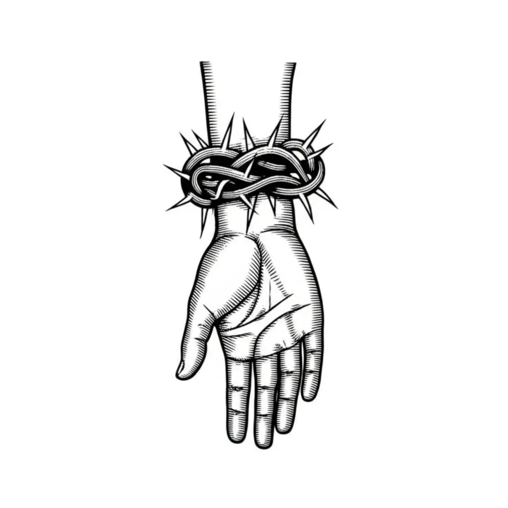 Crown of Thorns Wrist Tattoo - Blackwork Design Crown of Thorns Wrist Tattoo - Blackwork Design