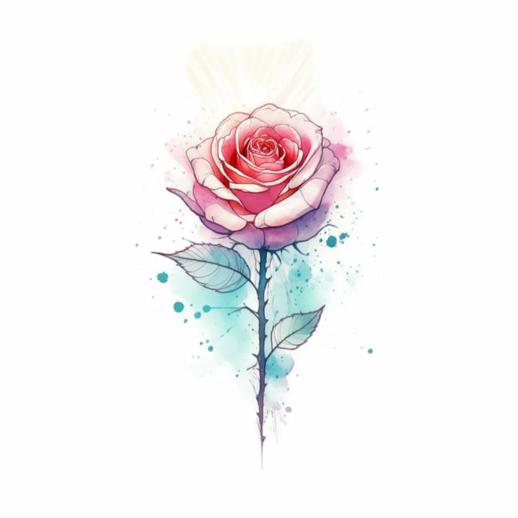 Watercolor Rose Tattoo Design: A Path to Heaven Watercolor Rose Tattoo Design: A Path to Heaven