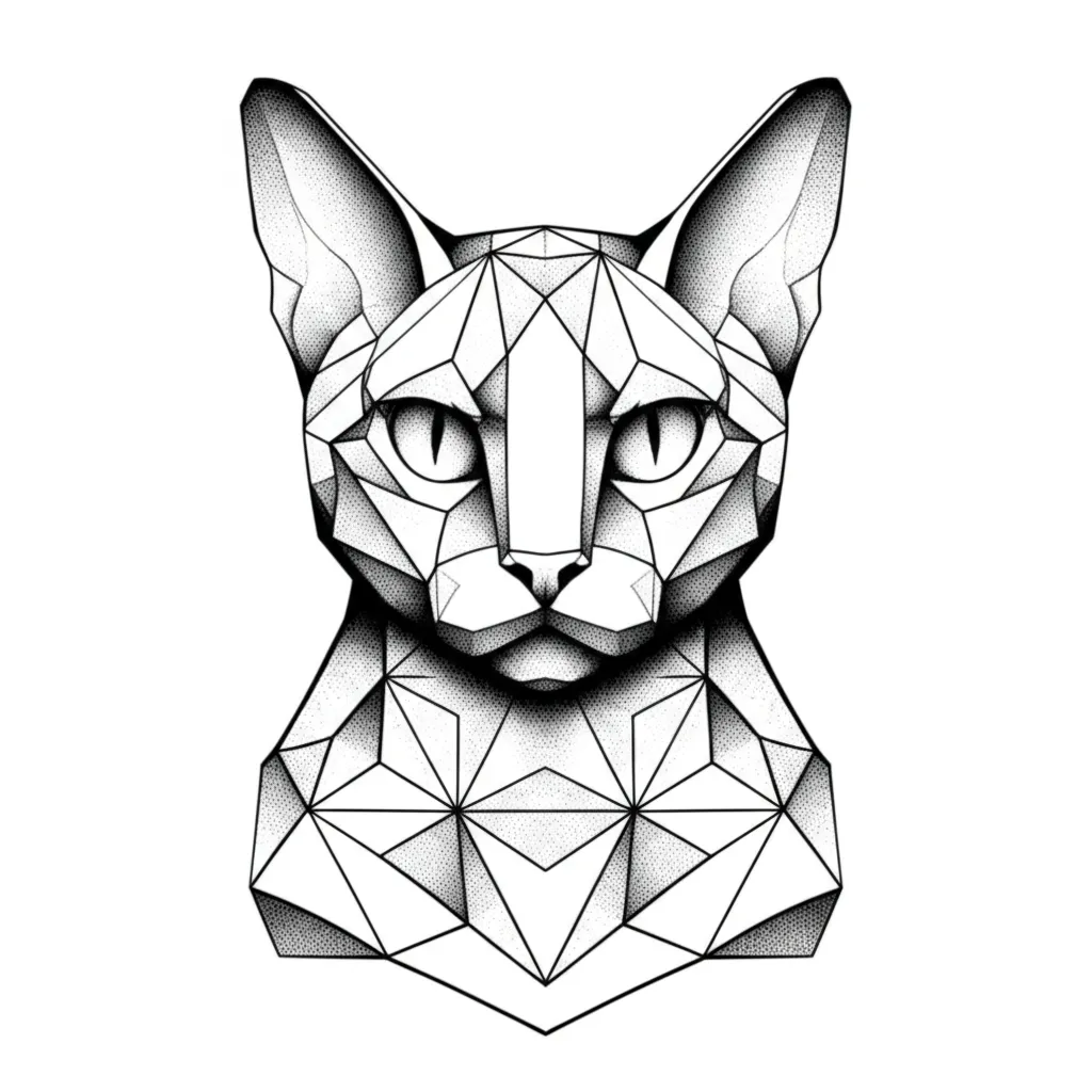Geometric Cat Tattoo Design for Beginners