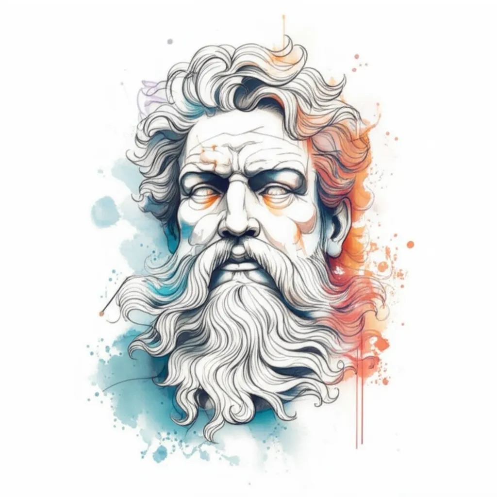 US Navy Poseidon Watercolor Tattoo Design