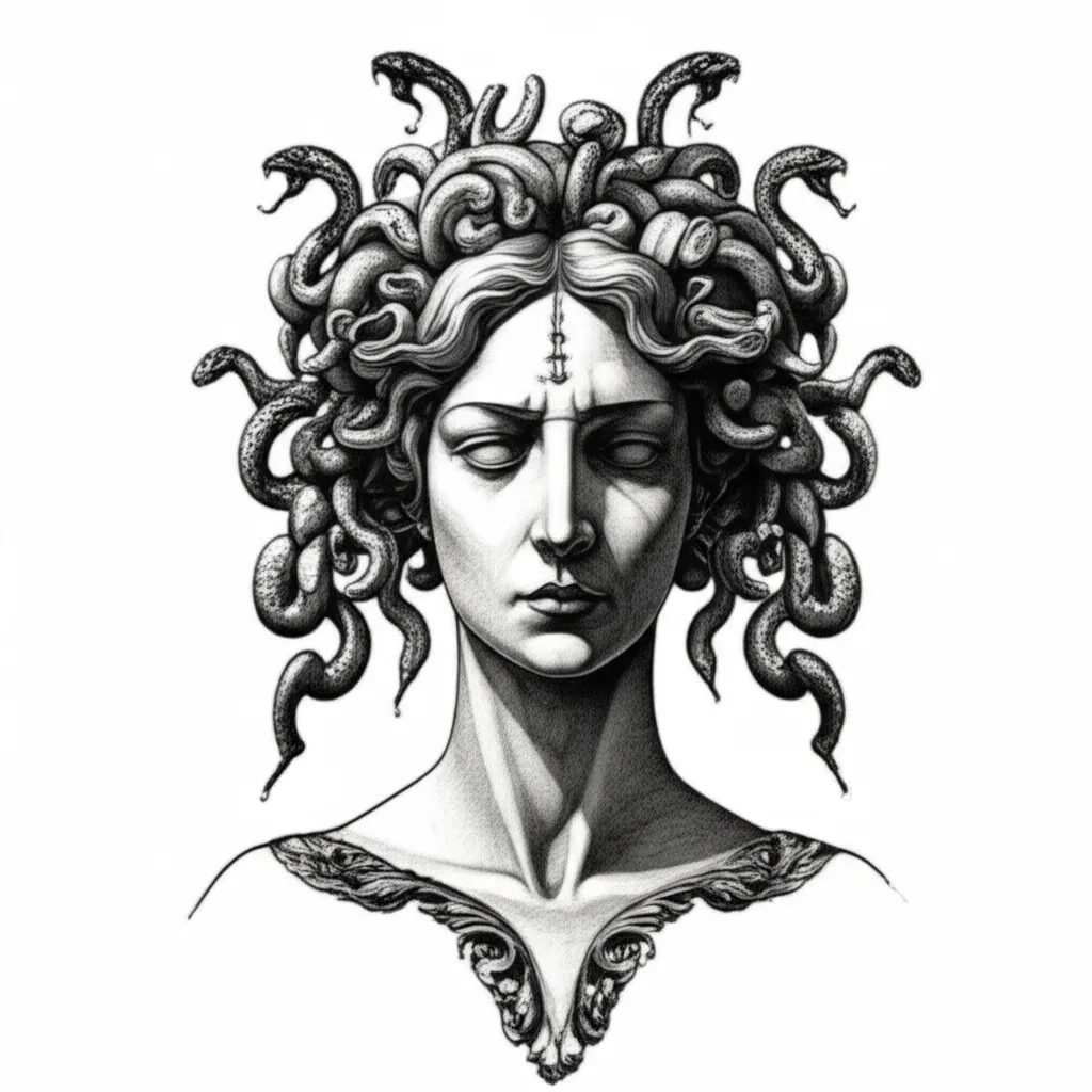 Illustrative Medusa Tattoo Design: A Beautiful and Powerful Statement Illustrative Medusa Tattoo Design: A Beautiful and Powerful Statement