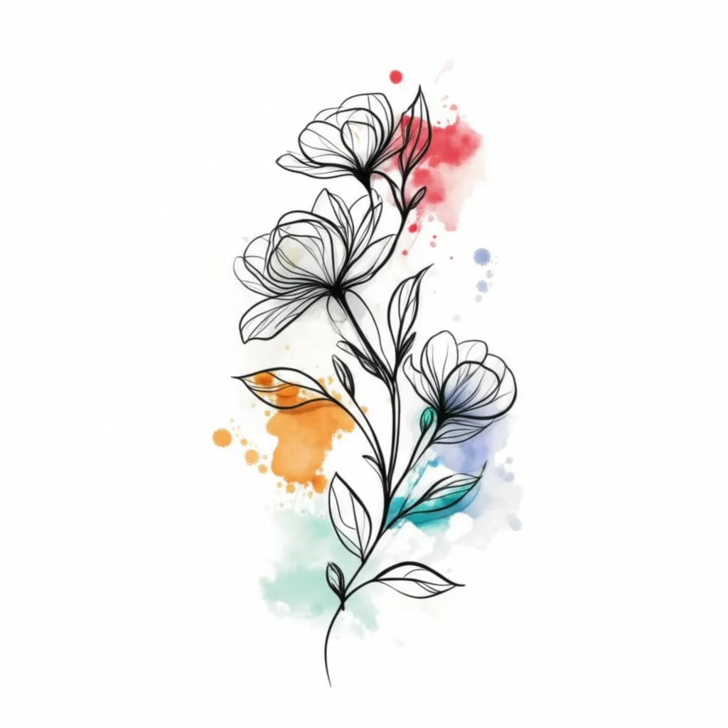 Minimalist Abstract Flower Vine Fine Line Tattoo Design Minimalist Abstract Flower Vine Fine Line Tattoo Design