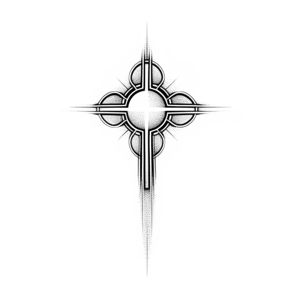 Elegant Fine Line Christian Cross Tattoo Design