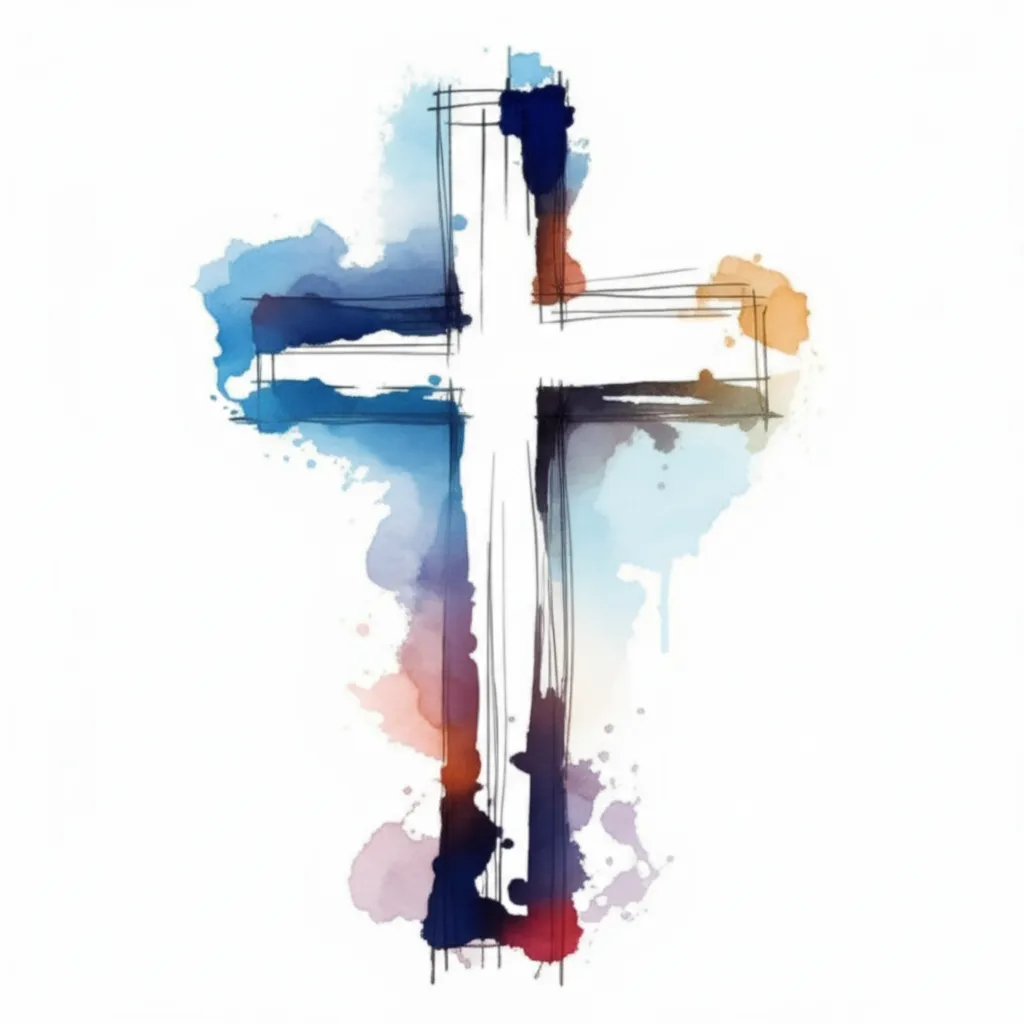 Watercolor Cross Tattoo Design for Chest - Mark 5:36 Bible Verse