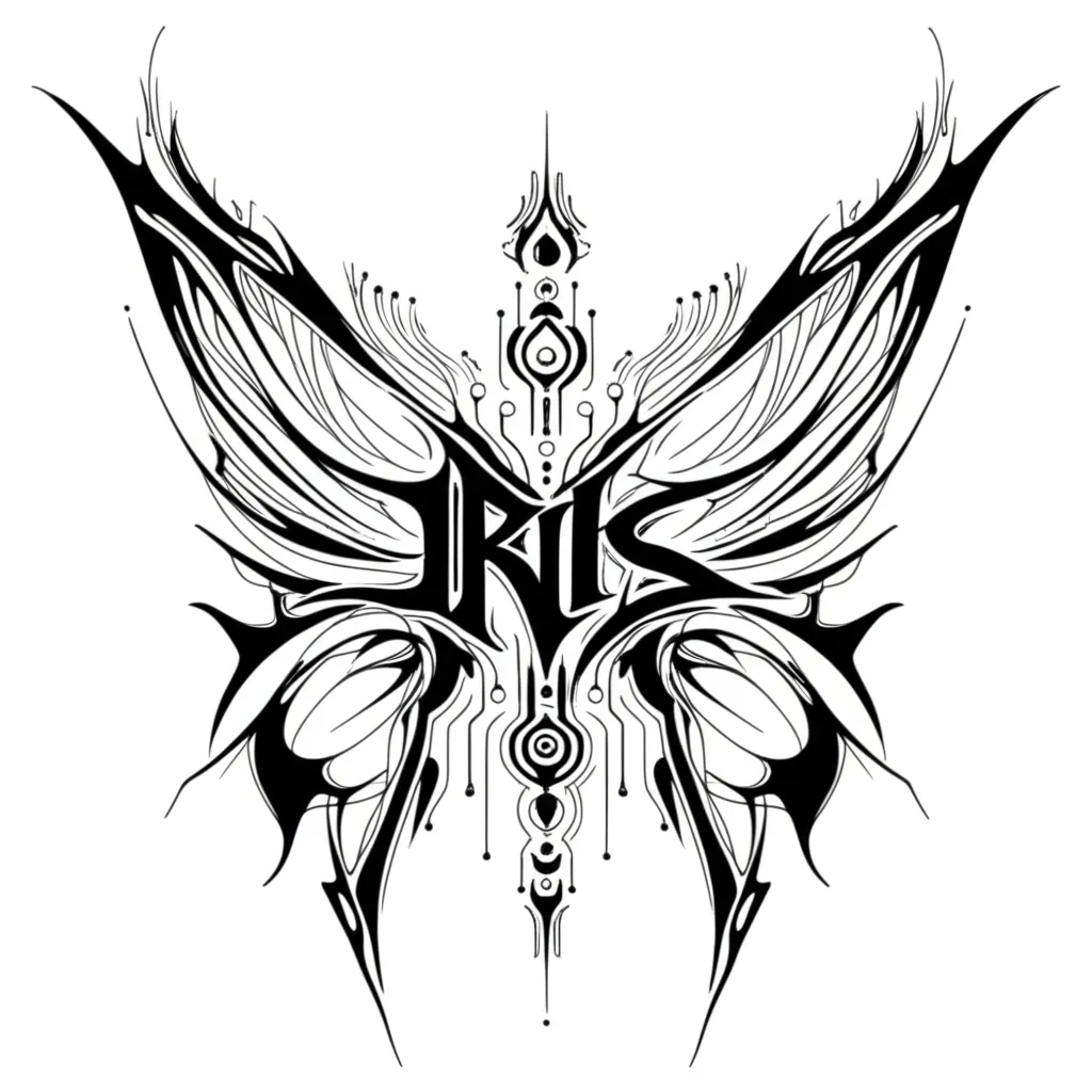 Iris Butterfly Cyber Sigilism Tattoo Design