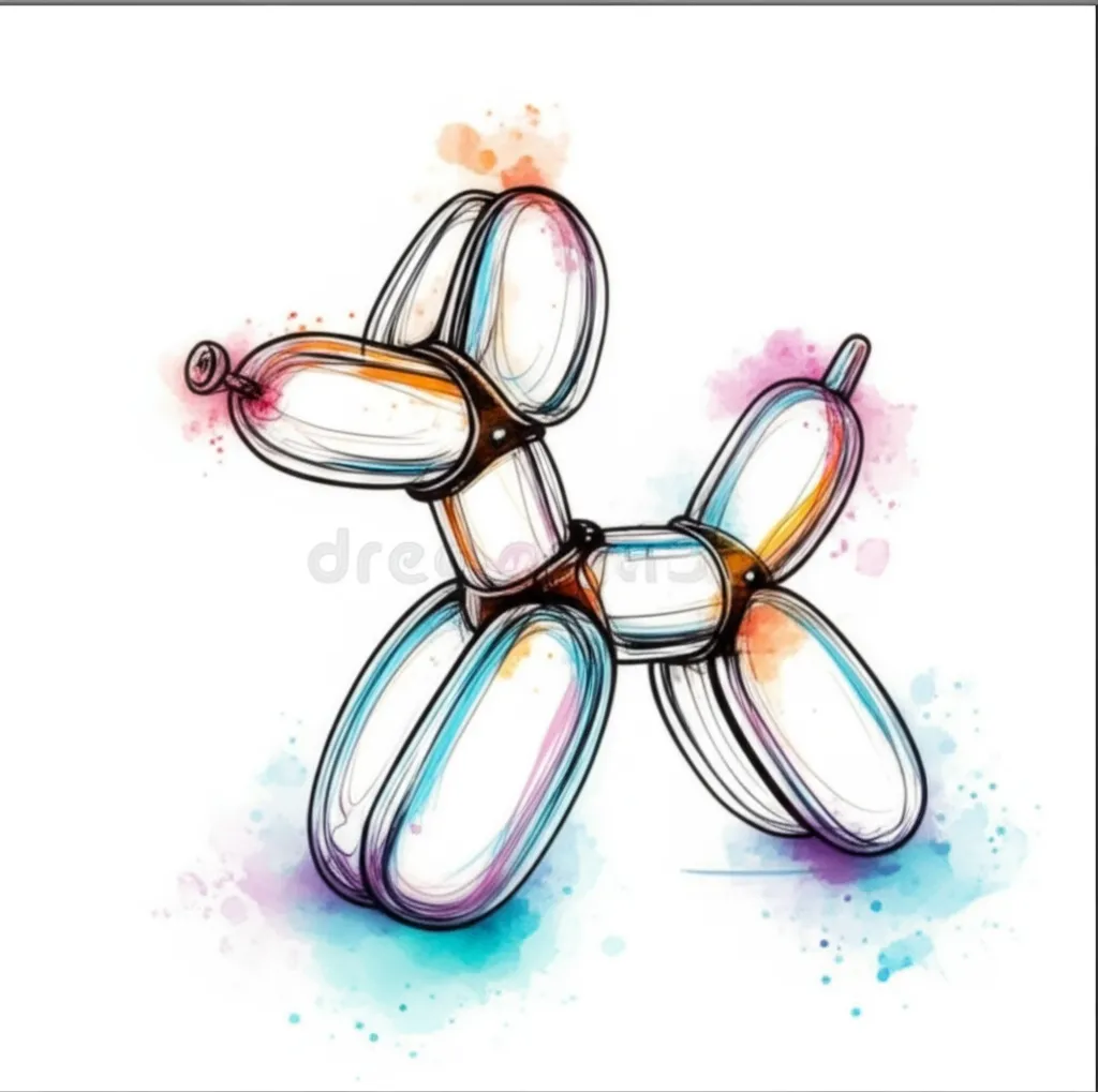 Watercolor Balloon Dog in Bondage Gear Tattoo Idea