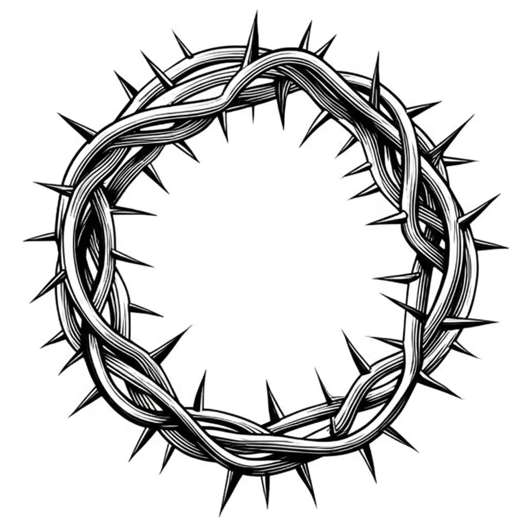 Blackwork Crown of Thorns Tattoo Design