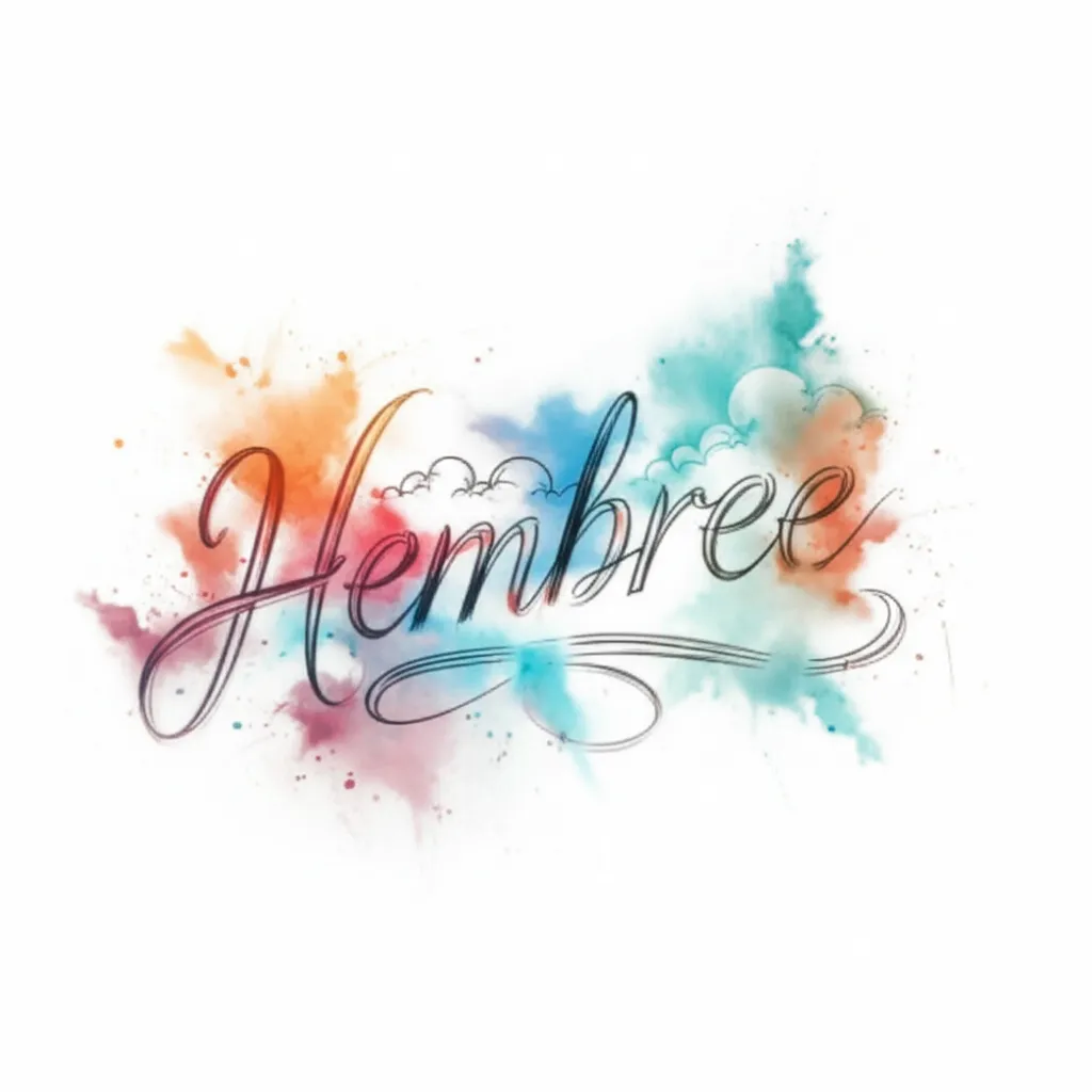 Hembree Name Tattoo Watercolor Upper Arm Half Sleeve Design