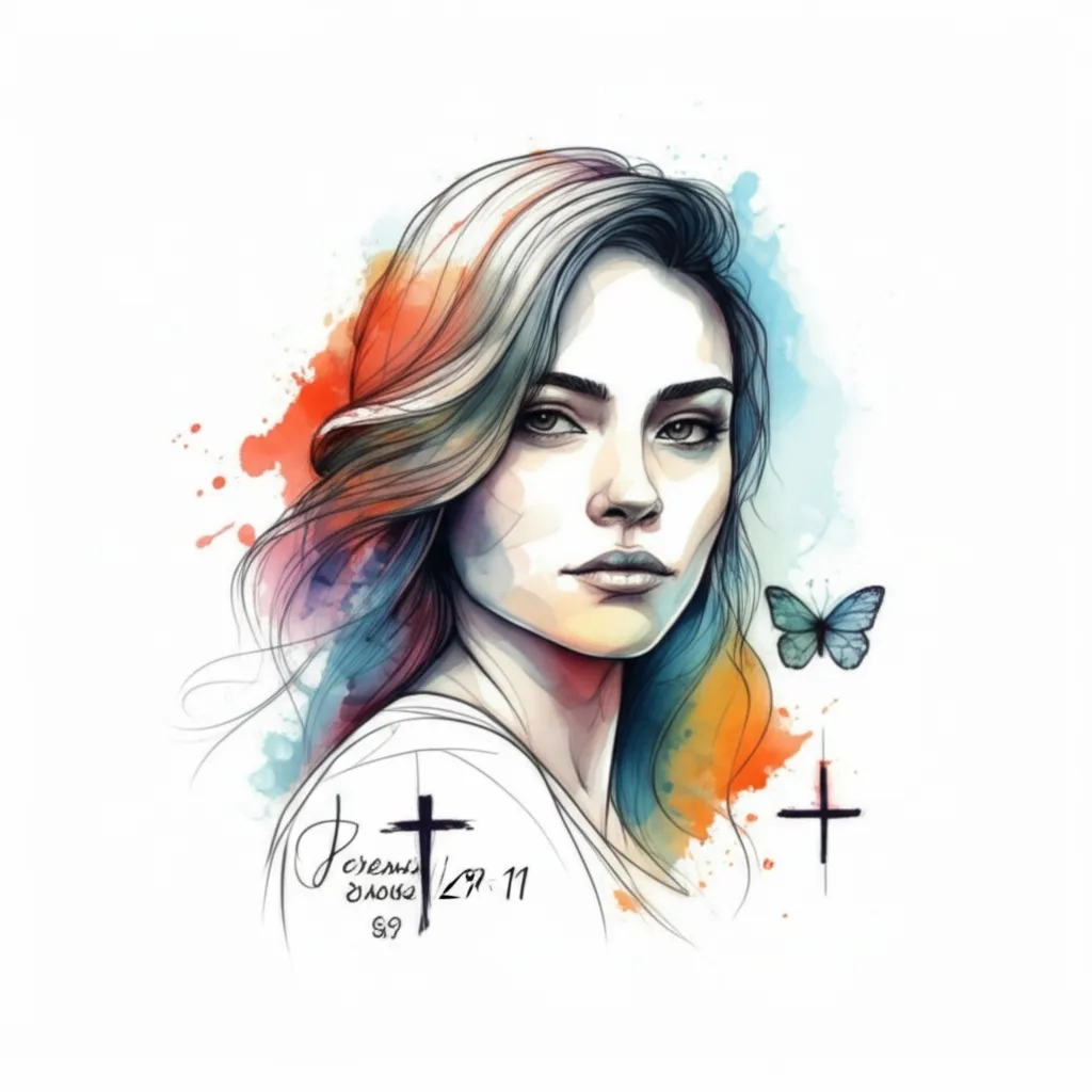 Jeremiah 29:11 Watercolor Tattoo Design with Cross and Butterfly Jeremiah 29:11 Watercolor Tattoo Design with Cross and Butterfly