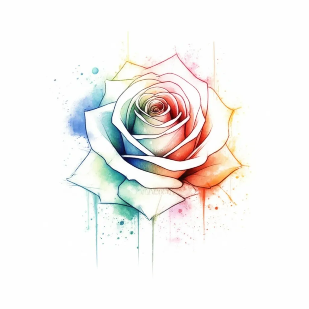 Watercolor Money Rose Tattoo Design – Unique Artistic Ink Idea
