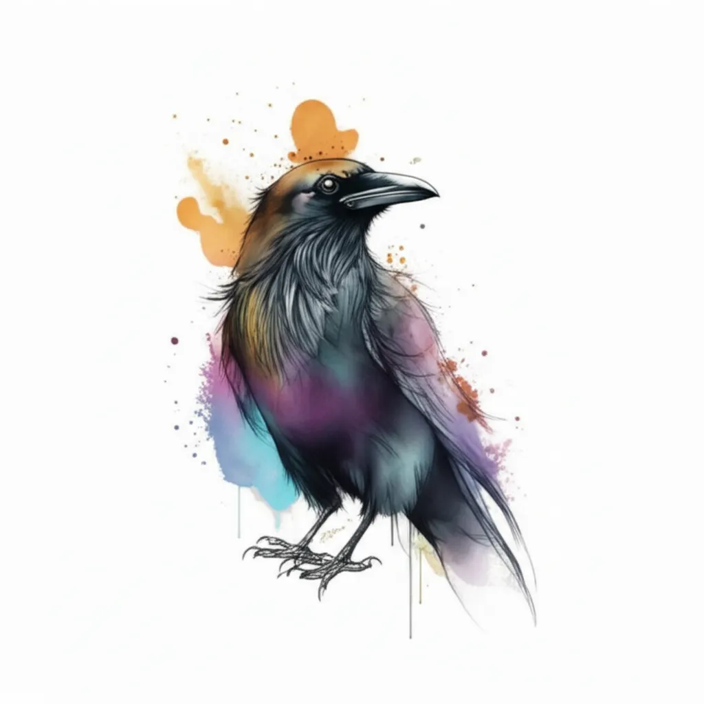 Watercolor Raven Tattoo Design: Symbolism and Ideas Watercolor Raven Tattoo Design: Symbolism and Ideas