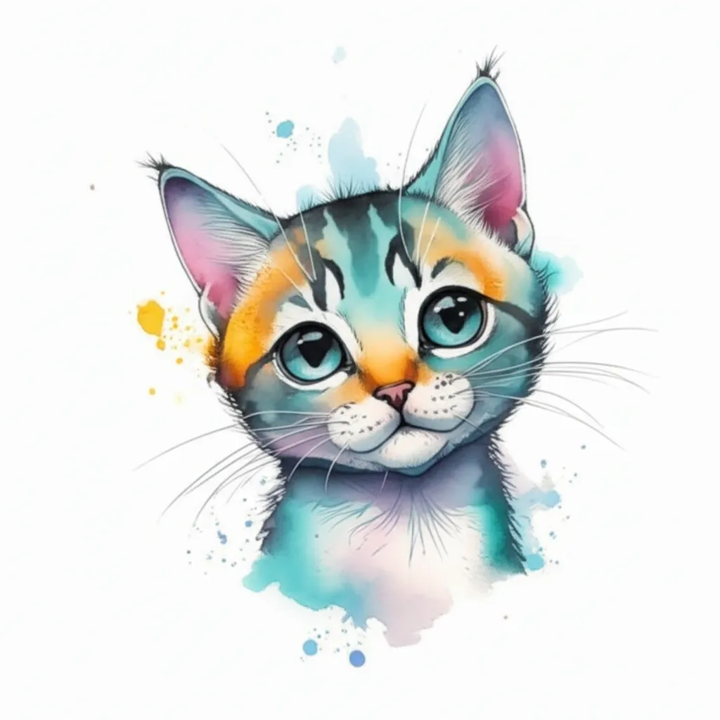 Cute Frankenstein Kitty Watercolor Tattoo Idea