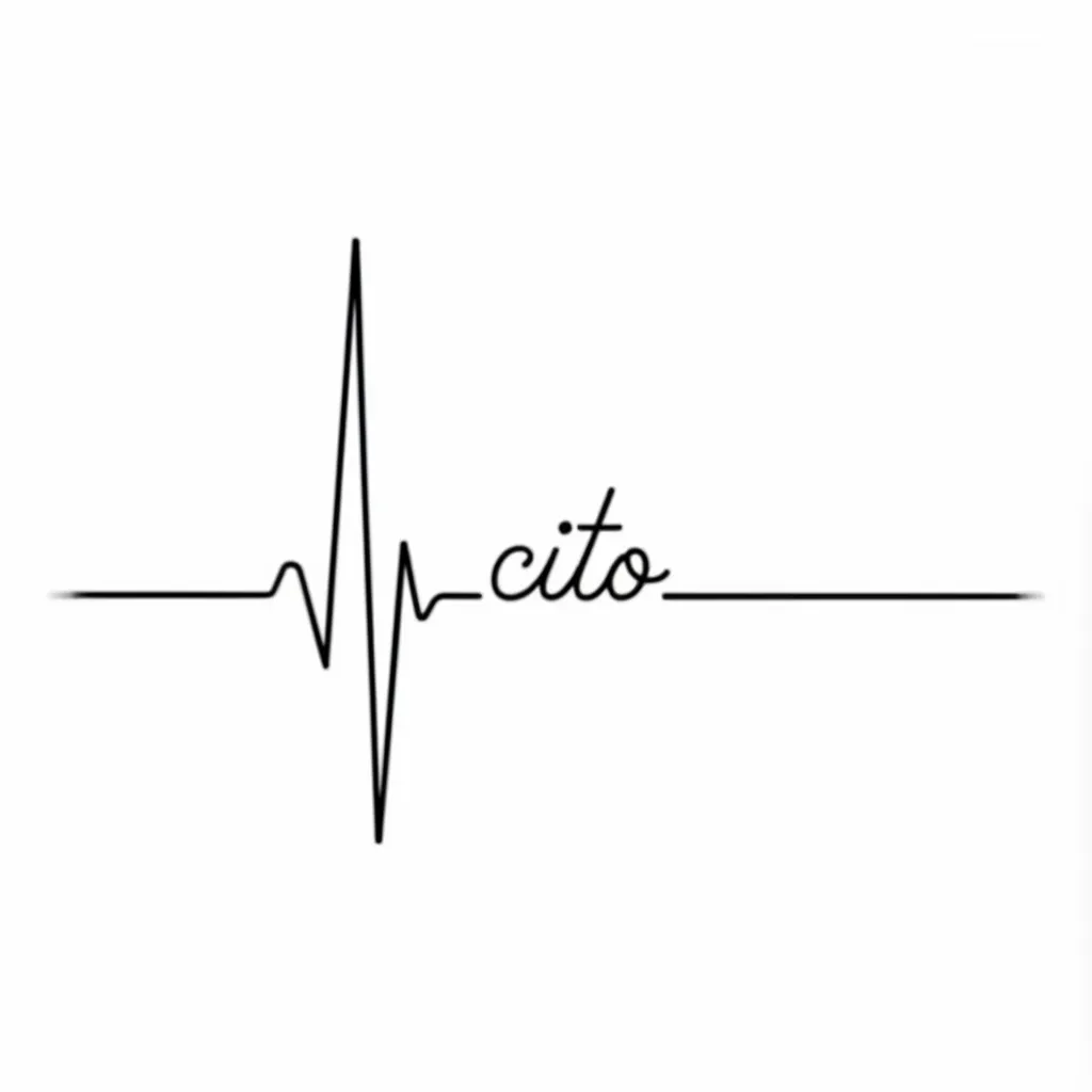 Minimalist Heartbeat Tattoo with the Name Cito