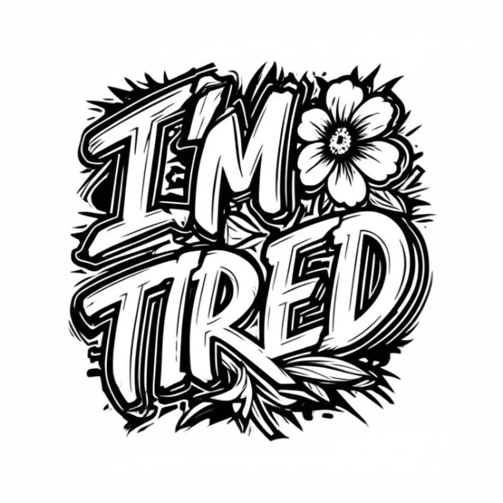 I'm Tired Graffiti Tattoo with Flower of Strength