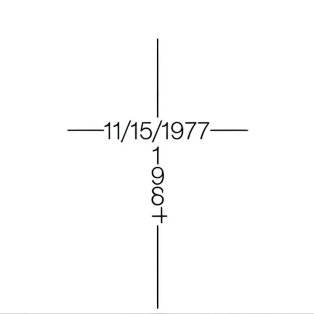 Minimalist Cross Tattoo with 11/15/1977 Date