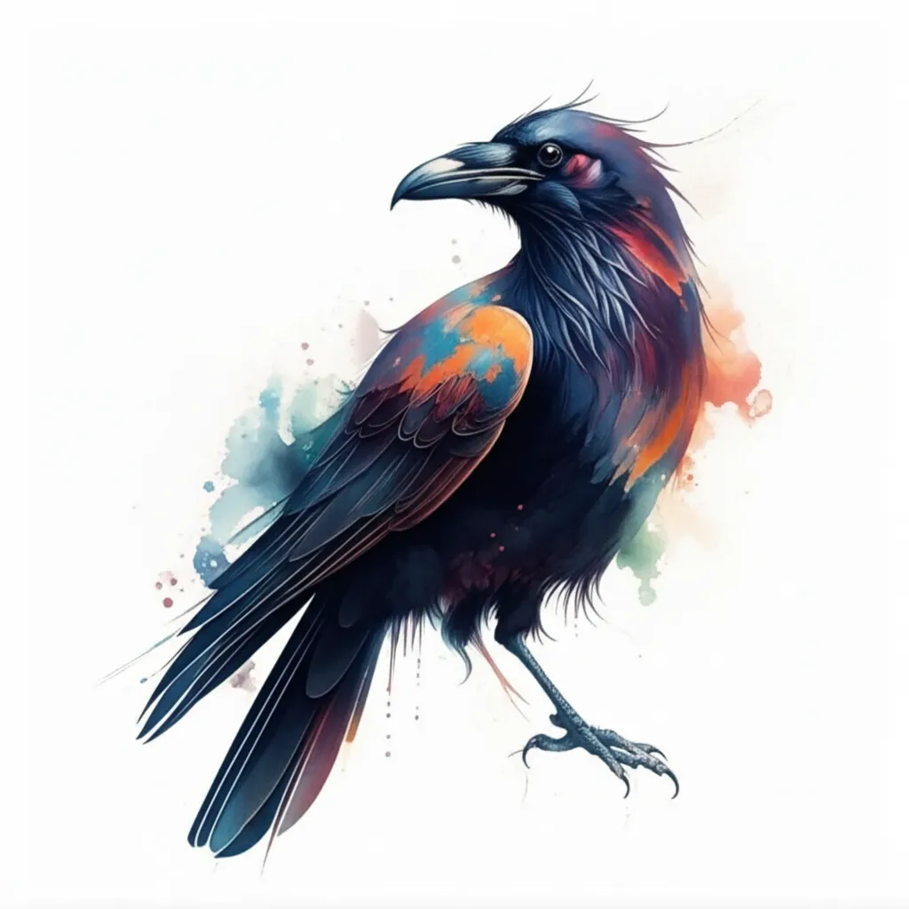 Watercolor Raven Tattoo Design - Symbolism and Ideas Watercolor Raven Tattoo Design - Symbolism and Ideas