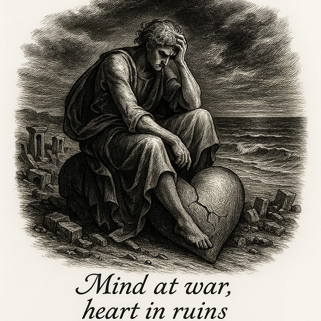 Mind at War, Heart in Ruins Illustrative Tattoo Design Mind at War, Heart in Ruins Illustrative Tattoo Design
