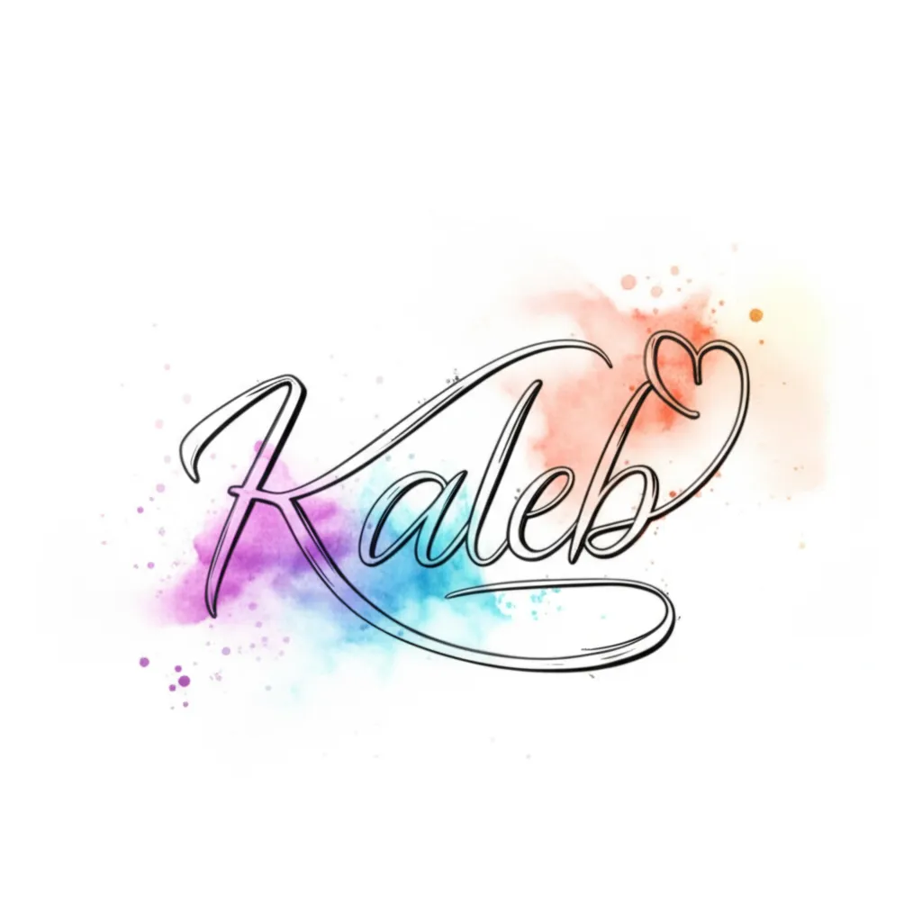 Kaleb Name Tattoo with Heart in Watercolor Style Kaleb Name Tattoo with Heart in Watercolor Style