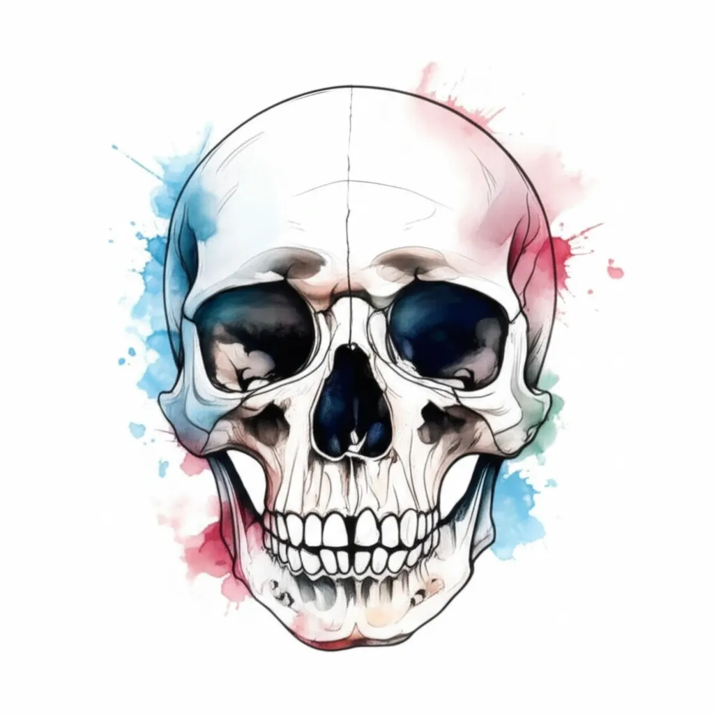 Watercolor Gothic Horror Skull Tattoo Idea Watercolor Gothic Horror Skull Tattoo Idea