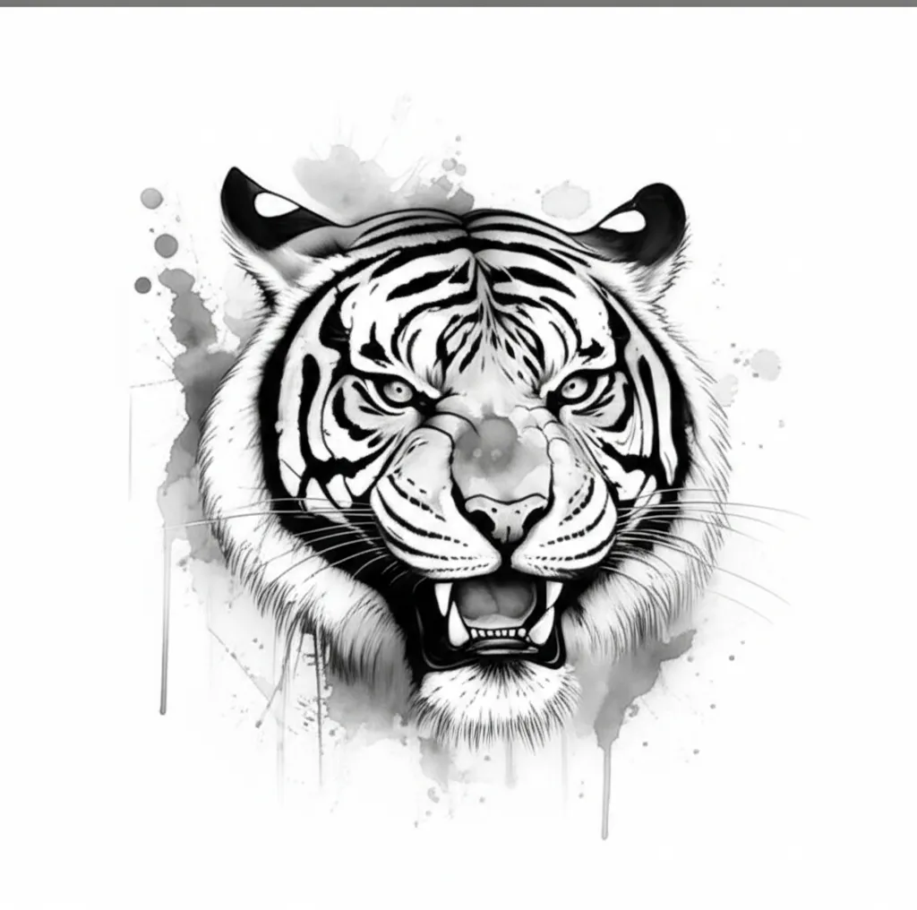 Angry Chinese Tiger Forearm Tattoo in Black and White Angry Chinese Tiger Forearm Tattoo in Black and White