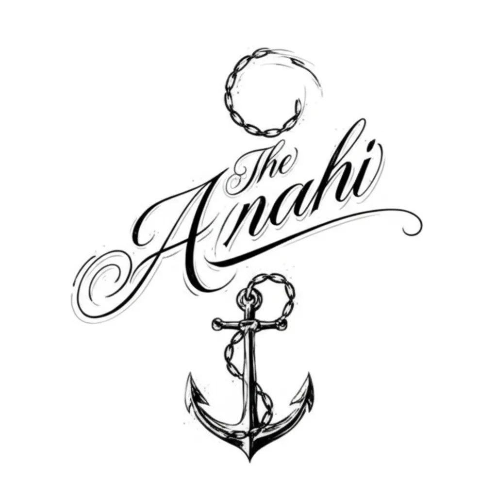 Anahi Name Tattoo with Chains and Anchor Design Anahi Name Tattoo with Chains and Anchor Design