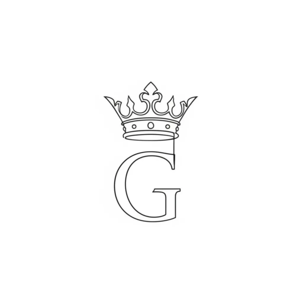 Minimalist King Crown G Letter Tattoo Design