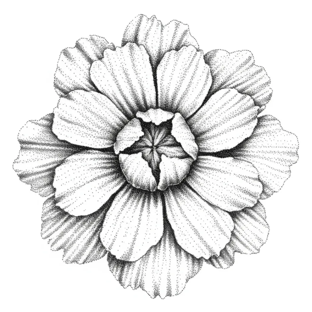 Floral Dotwork Tattoo: Feminine Flower Design Floral Dotwork Tattoo: Feminine Flower Design