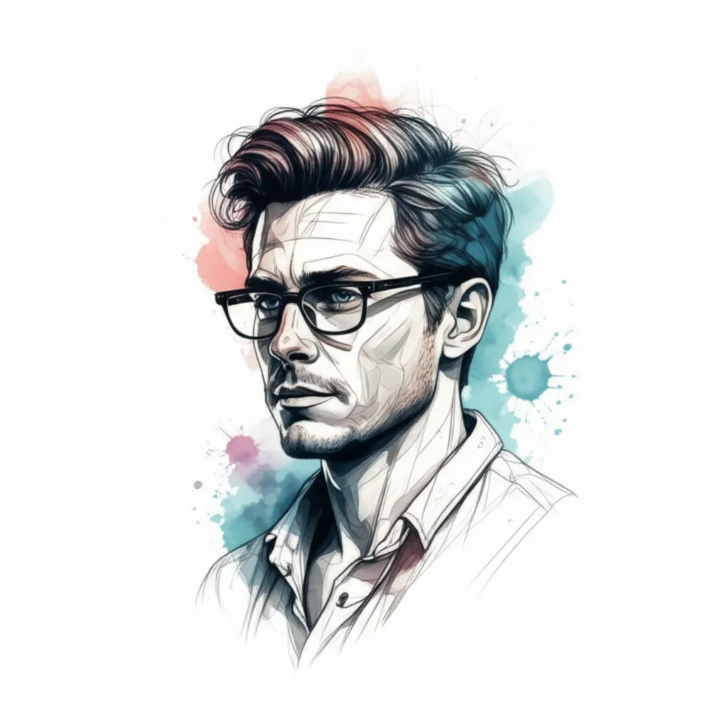 Watercolor Sleeve Tattoo Design of Chandler Bing Portrait