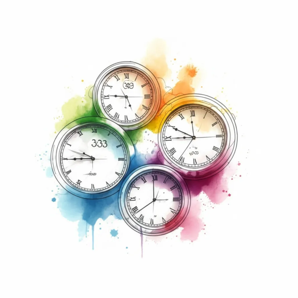 Watercolor Clocks Tattoo Design with Significant Times