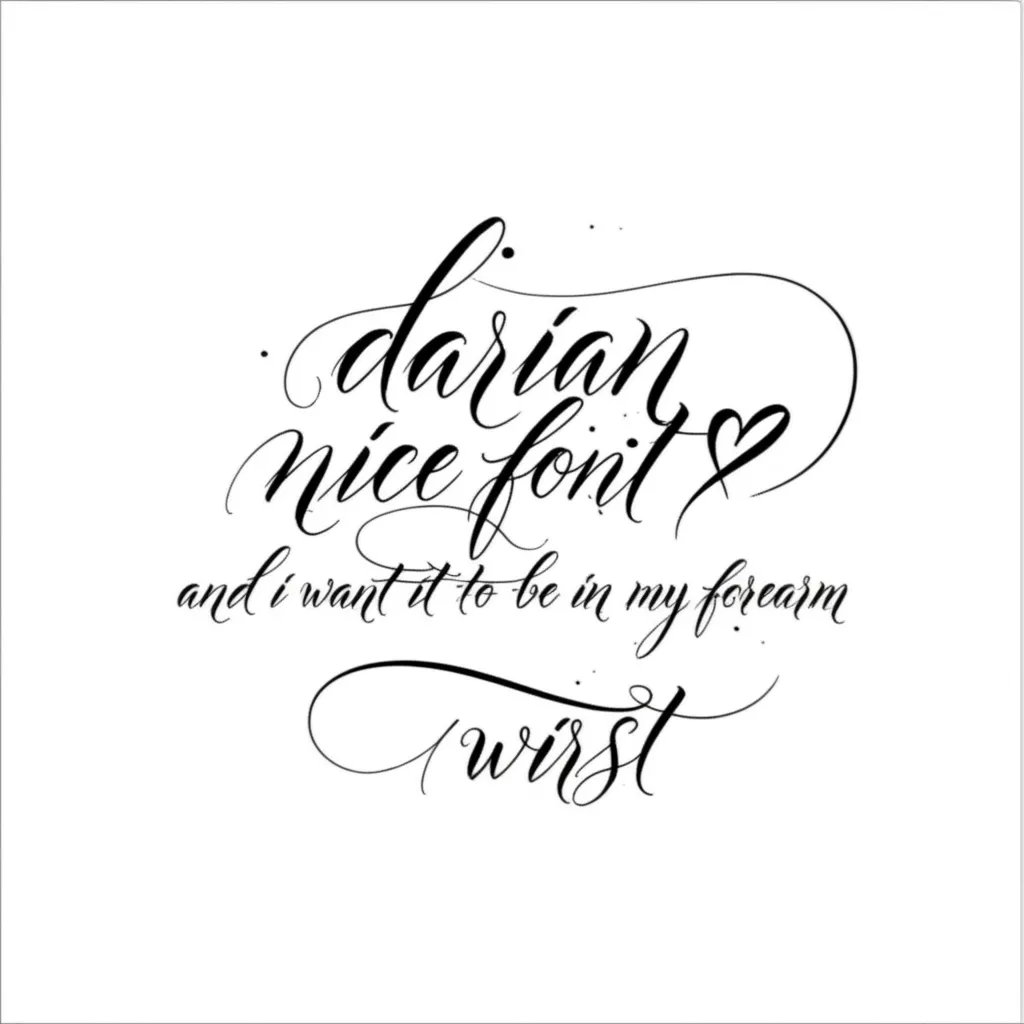 Darian Name Tattoo with Heart in Calligraphy Font for Forearm Darian Name Tattoo with Heart in Calligraphy Font for Forearm