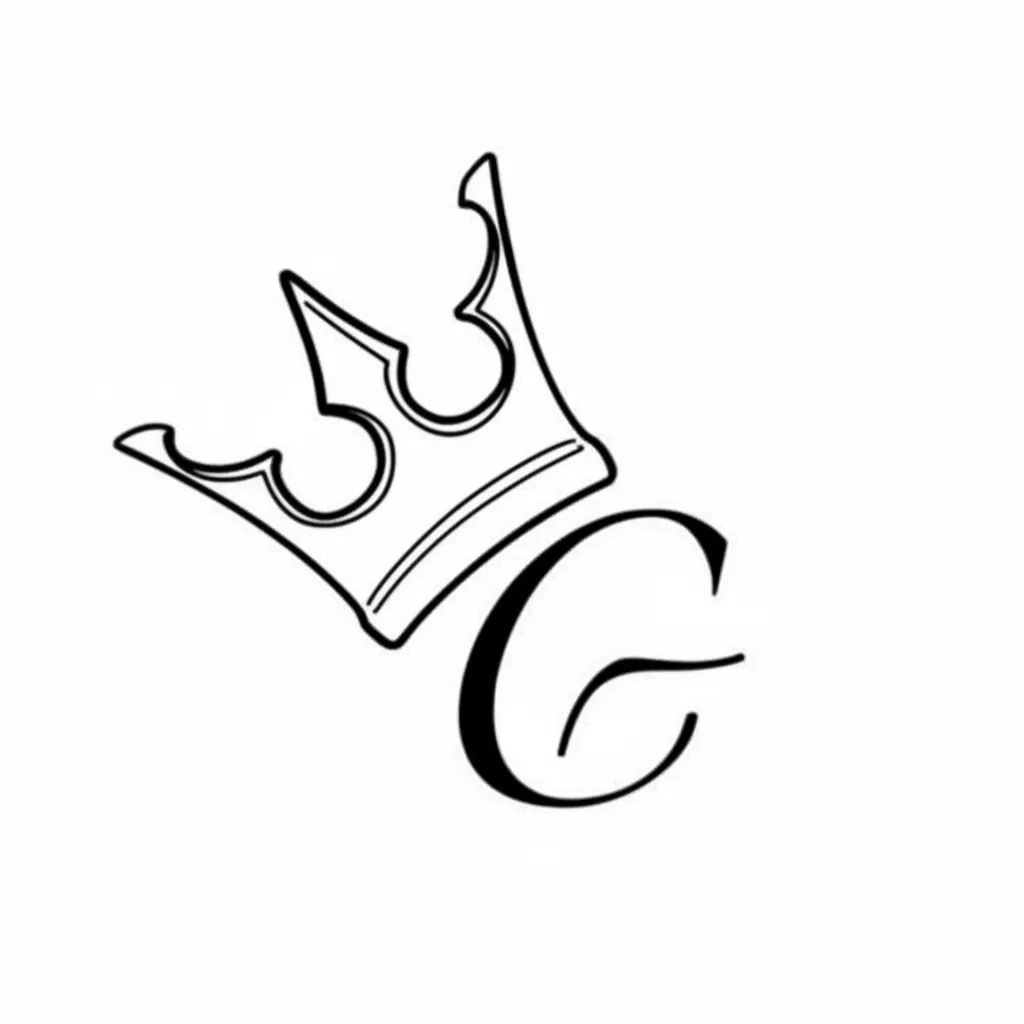 Minimalist King Crown Letter G Tattoo Design