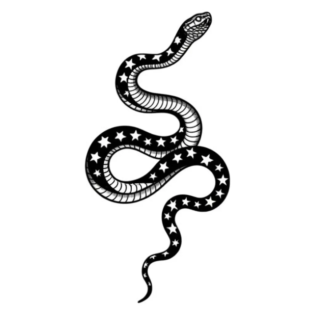 Blackwork Snake Tattoo with Stars - Unique Design & Meaning Blackwork Snake Tattoo with Stars - Unique Design & Meaning