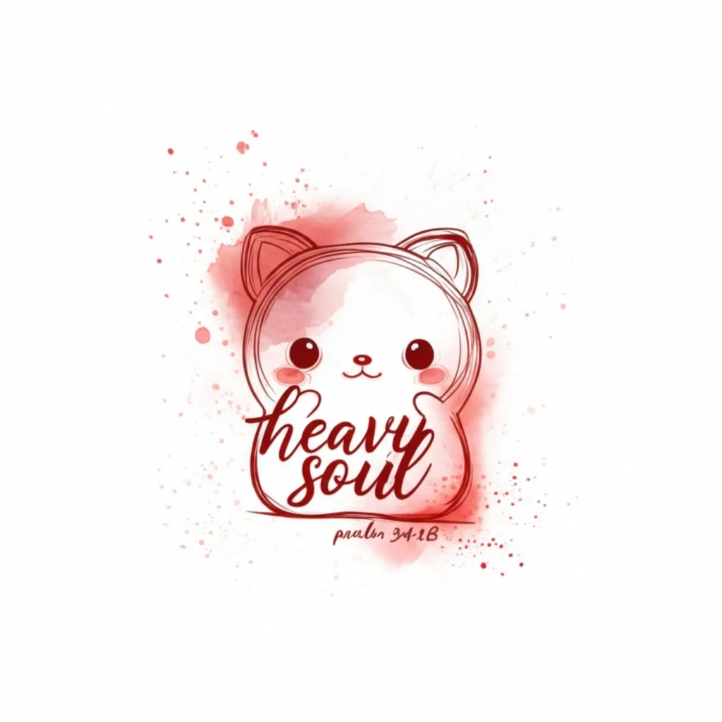 Cute Red Watercolor Bear Tattoo with Scripture Psalm 34:18