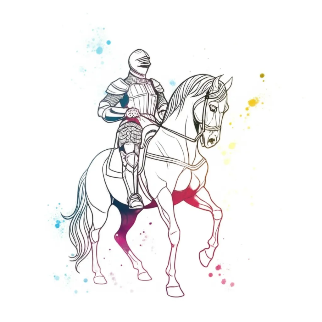 Watercolor Knight on Horse Tattoo Design Watercolor Knight on Horse Tattoo Design