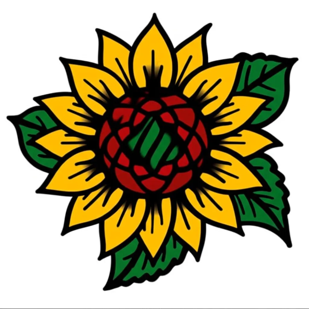 Old School Sunflower Tattoo Design Old School Sunflower Tattoo Design