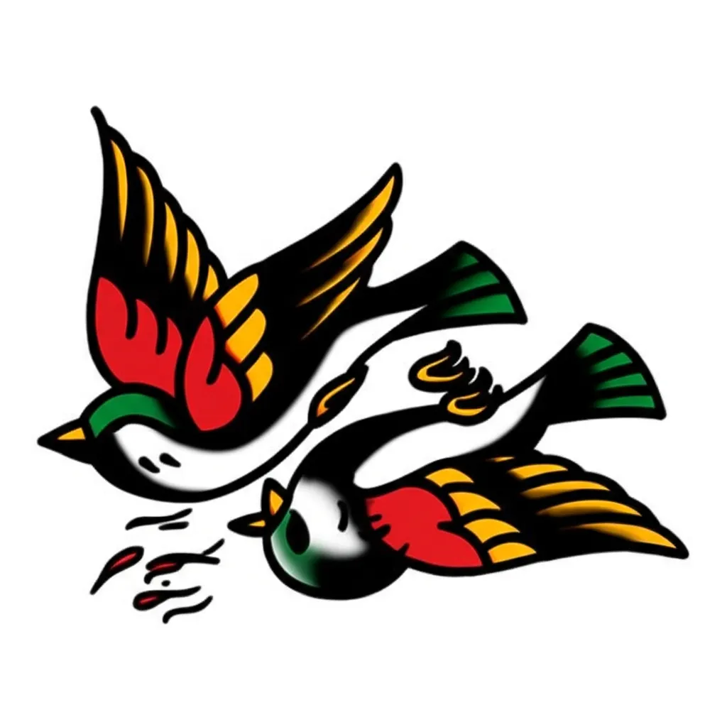 Two Sparrows Tattoo: Old School Design Meaning & Ideas