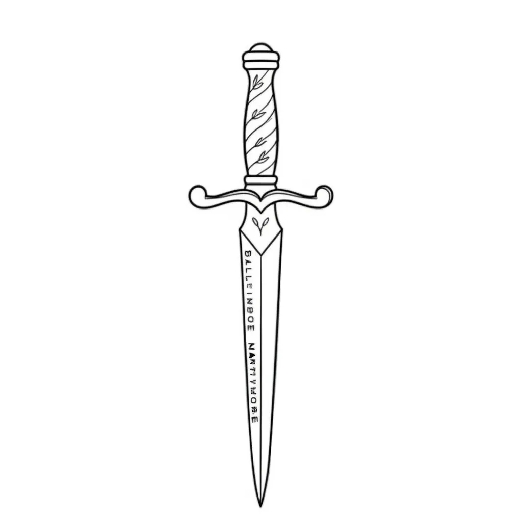Minimalist Dagger with Vines and Baltimore Text Tattoo Design Minimalist Dagger with Vines and Baltimore Text Tattoo Design