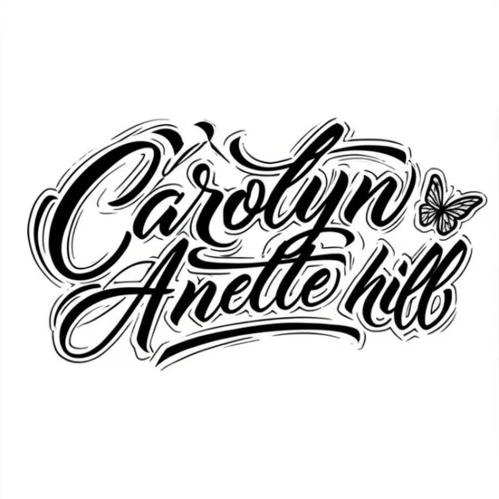 Carolyn Annette Hill Name Tattoo with Butterfly in Graffiti Style