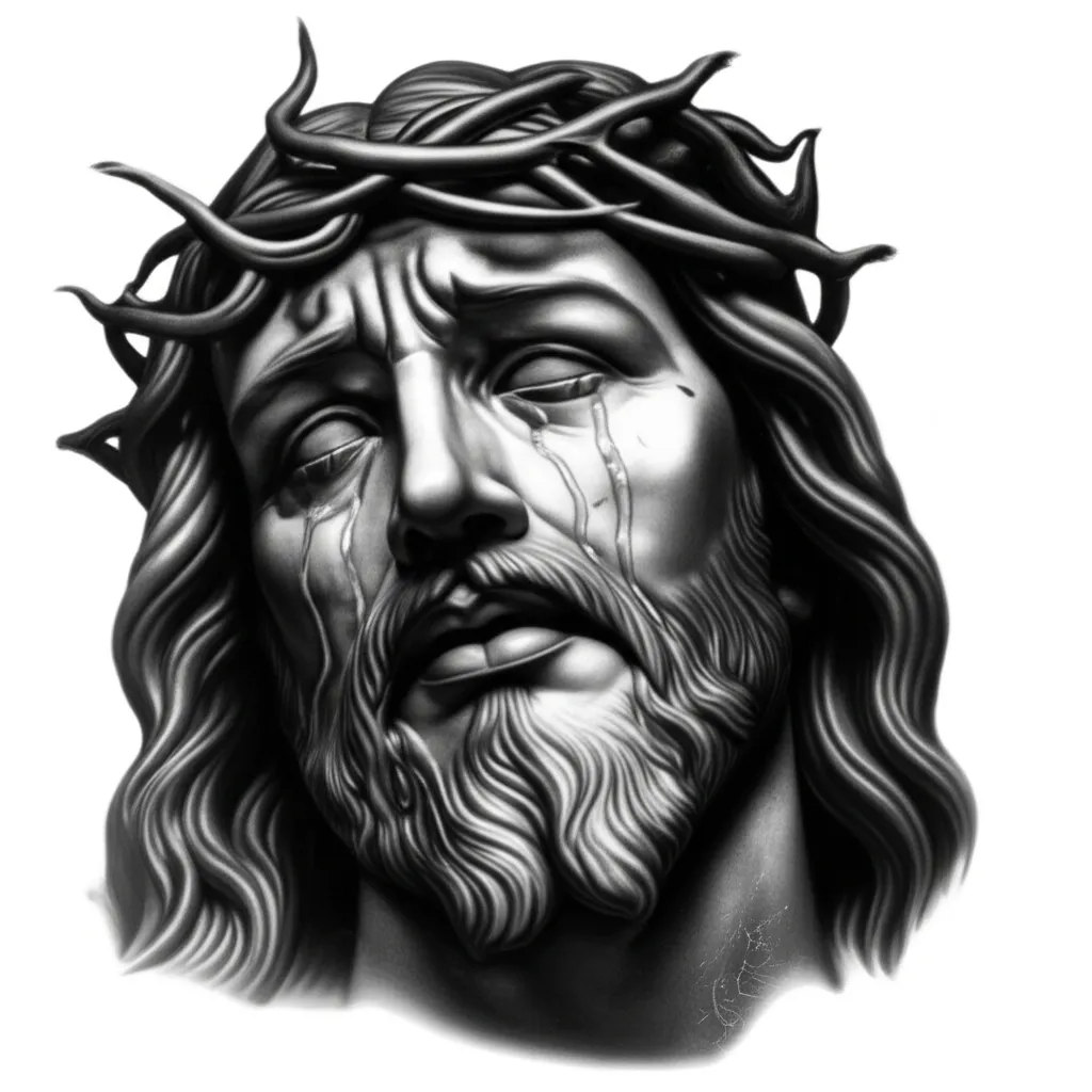 Realistic Jesus Christ Crying Blood Tattoo Design Realistic Jesus Christ Crying Blood Tattoo Design
