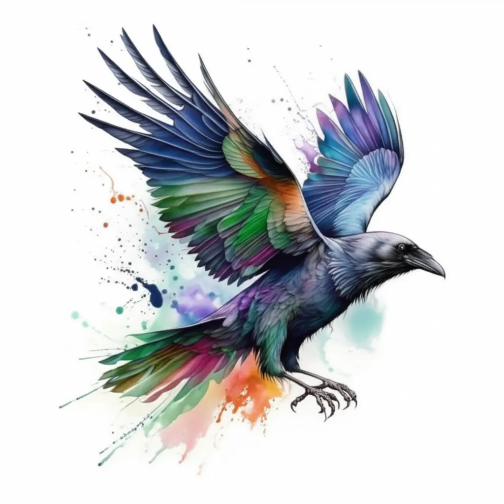 Watercolor Raven Tattoo Design - Symbolism and Ideas Watercolor Raven Tattoo Design - Symbolism and Ideas