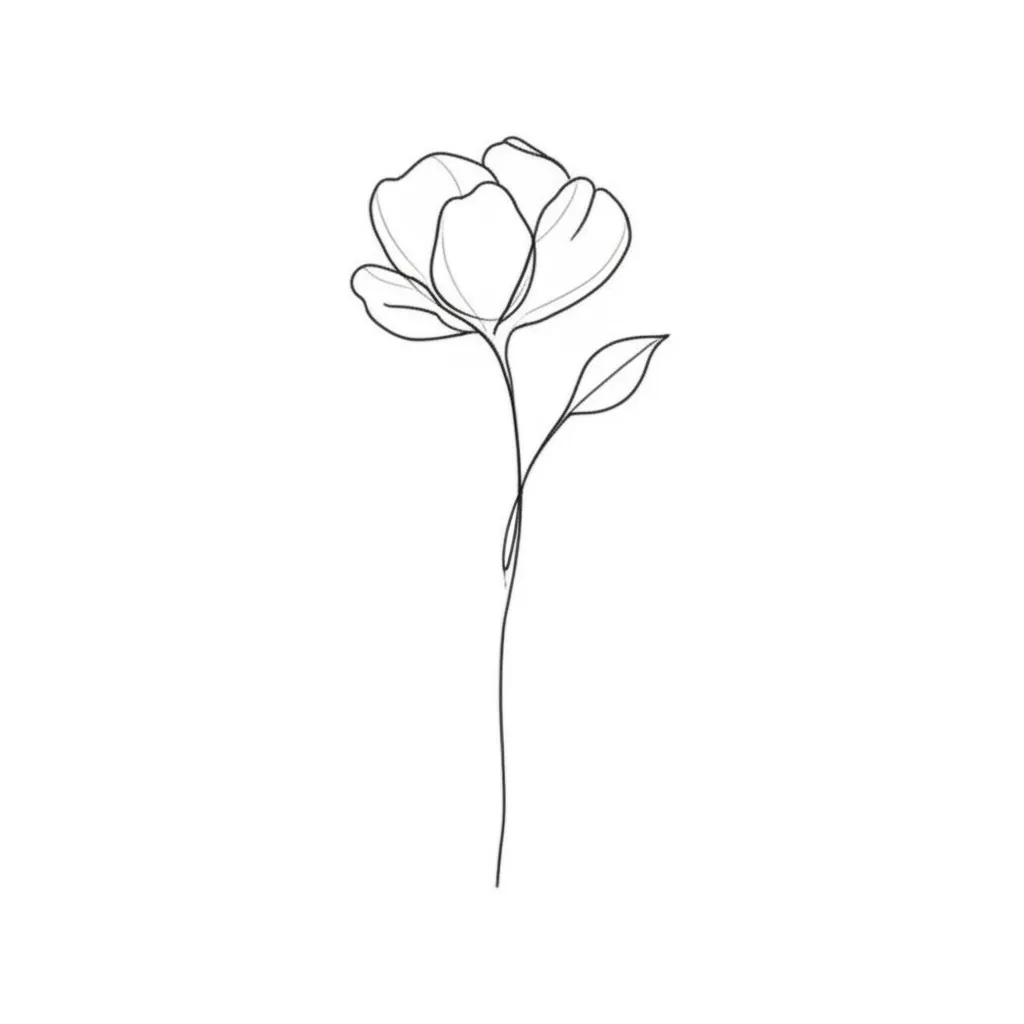 Minimalist Hip Flower Tattoo with No Shading