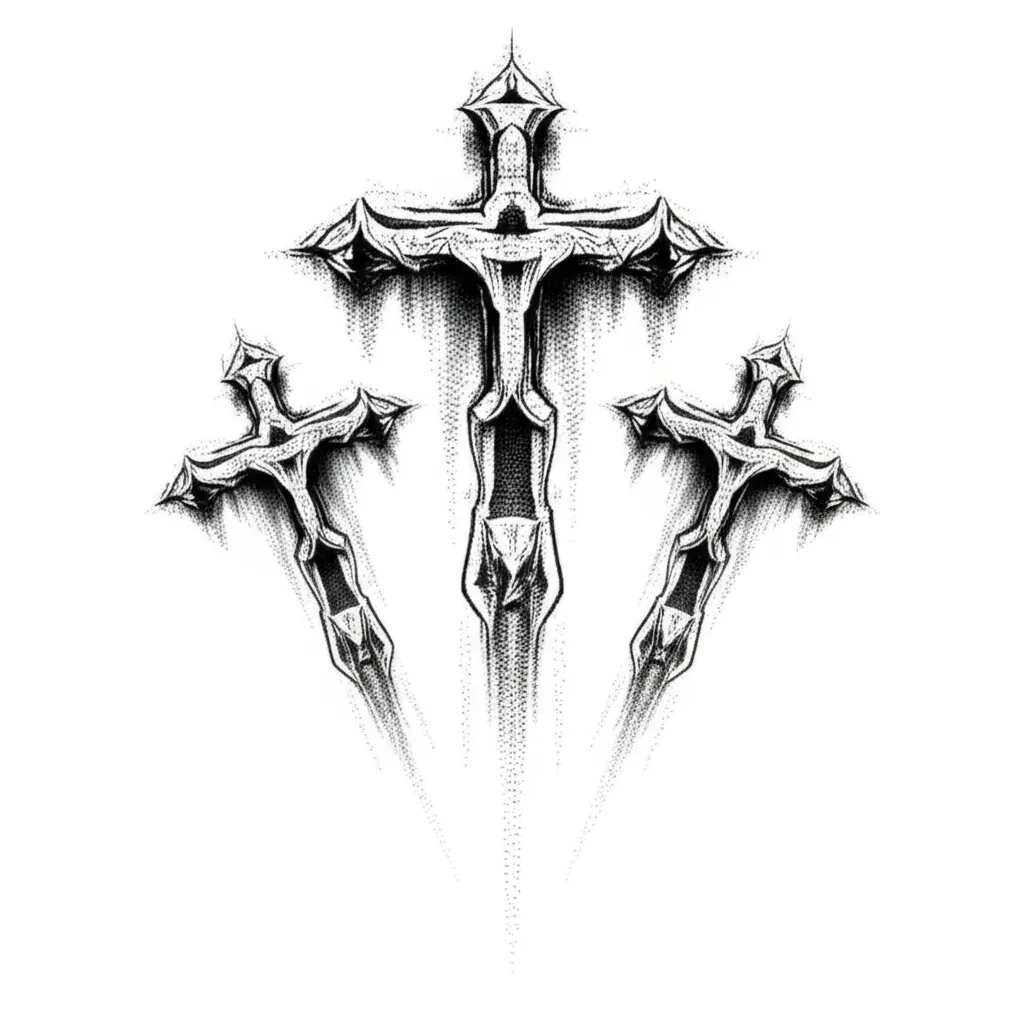 Three Crosses Tattoo Design - Blackwork Style Three Crosses Tattoo Design - Blackwork Style