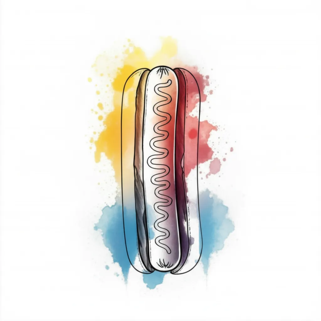 Watercolor Hot Dog Neck Tattoo: Glizzy Keeper Design