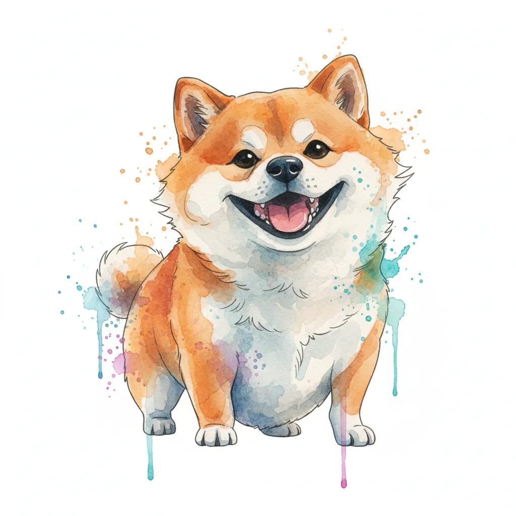 Watercolor Shiba Inu Tattoo Design