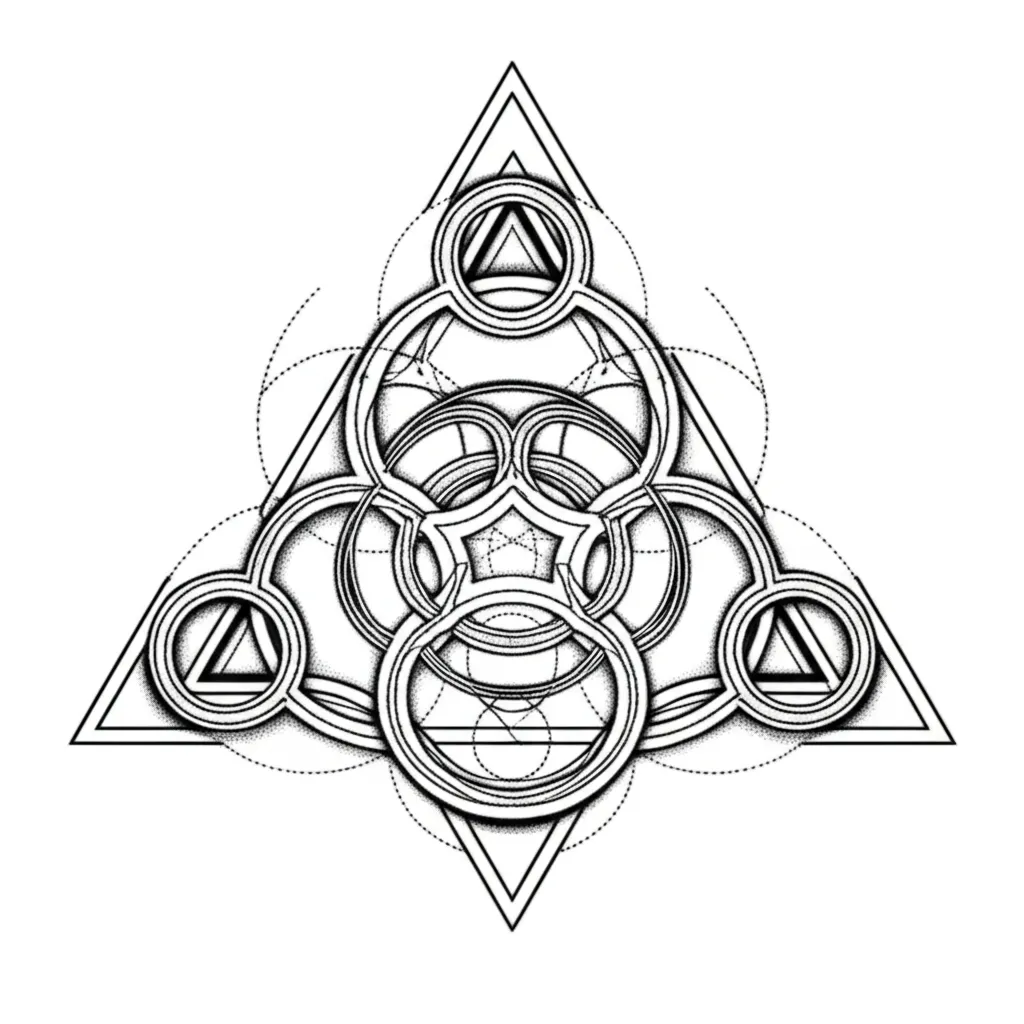 Geometric Triangle Tree of Life Tattoo Design
