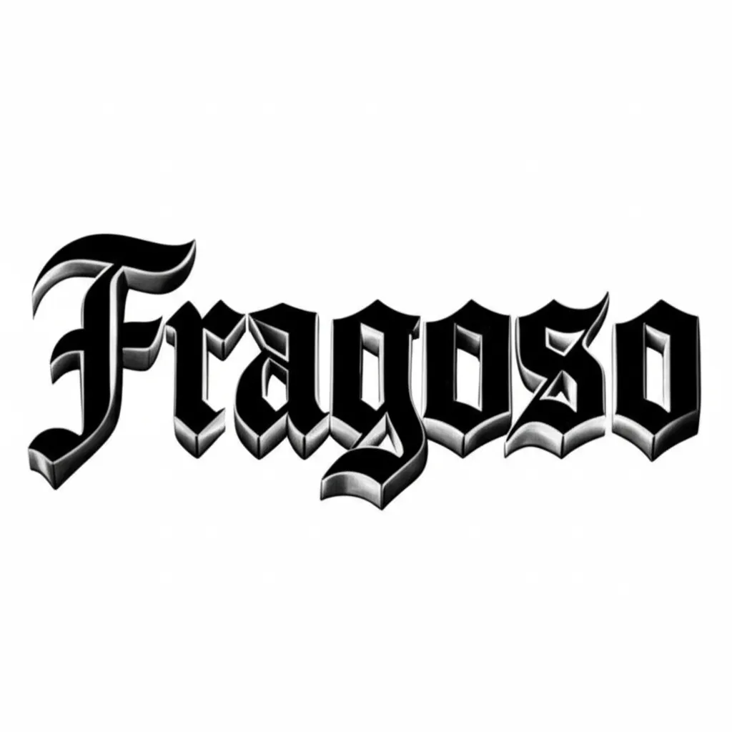 Fragoso Last Name Tattoo in Old English Realism Style