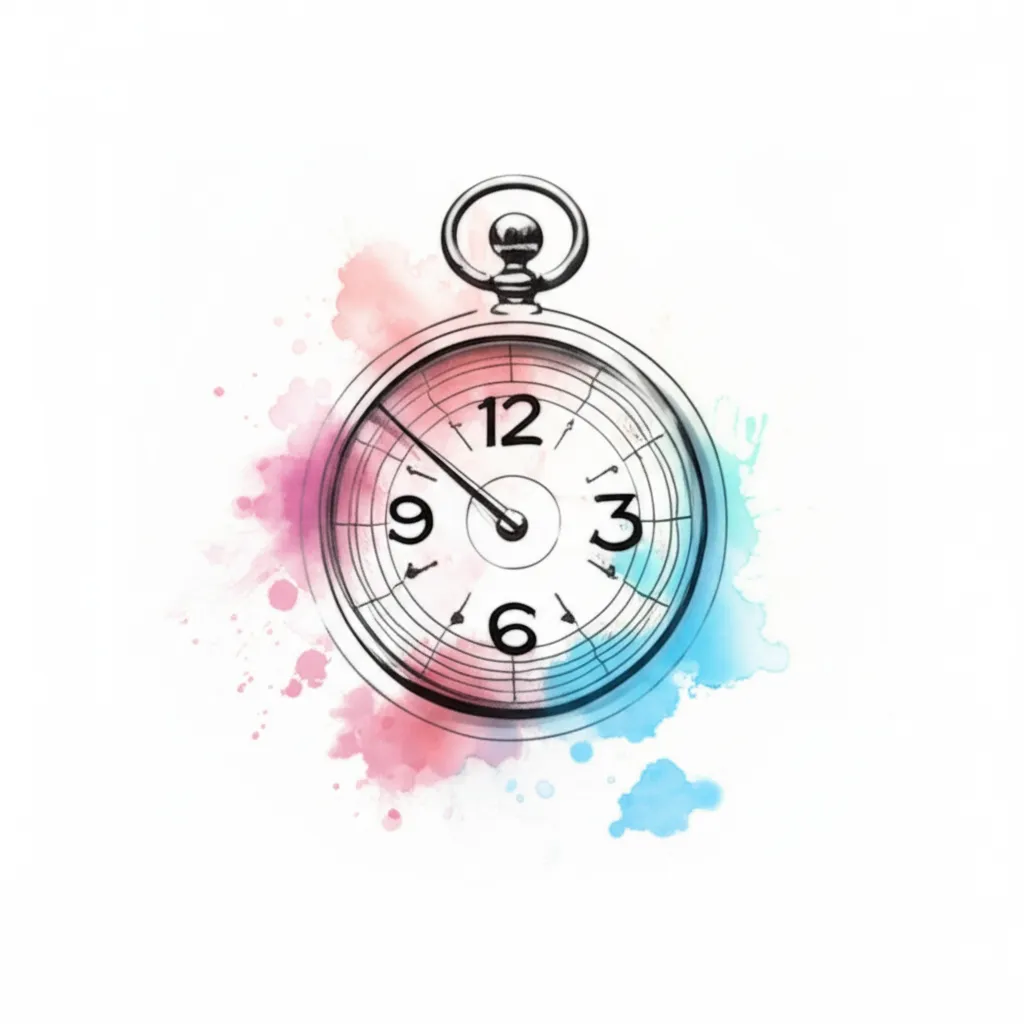 Watercolor Pocket Watch Tattoo Design: Degrees Minutes Seconds Watercolor Pocket Watch Tattoo Design: Degrees Minutes Seconds