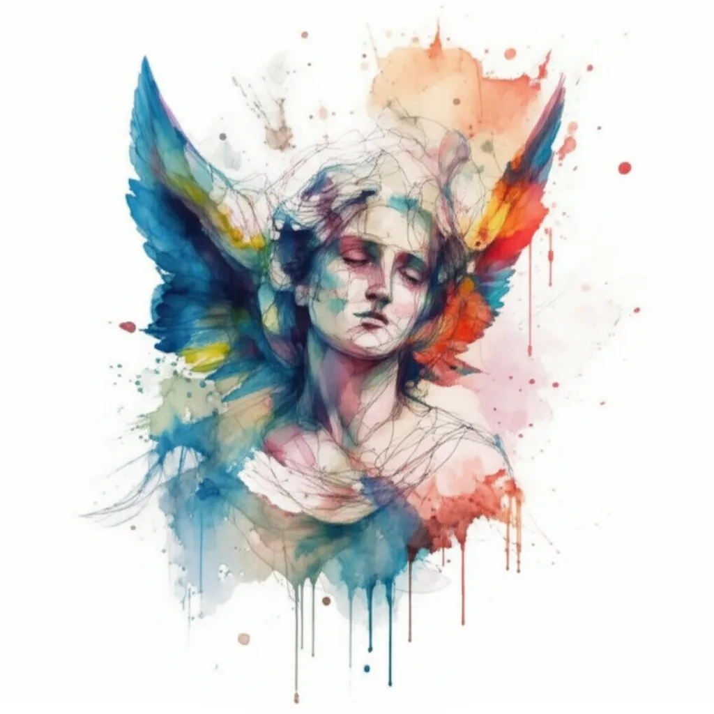 Watercolor Michael Angel Sleeve Tattoo Design Watercolor Michael Angel Sleeve Tattoo Design